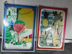 lot 400 image: 2 Stainglass look window hangers