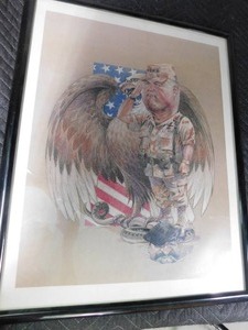 lot 409 image: U.S. Army General Schwarzkopf And Saddam framed poster