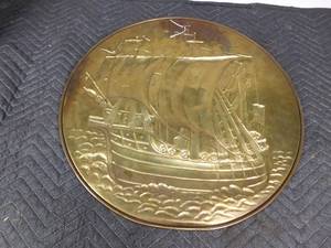 lot 410 image: Vintage round bronze or brass ship plaque