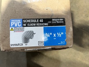 34 in. x 12 in. PVC Schedule. 40 90-degree S x S Reducing Elbow Fitting