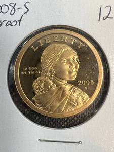 lot 13 image: 2 US PROOF SACAGAWEA DOLLARS 2008-S 2009-S