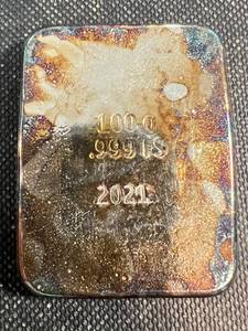 lot 32 image: 100 gram (3.215 TROY OZ) .999 FINE SILVER BUNKER BULLION POURED BAR