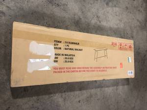 lot 24 image: Noble House Lempster 59.1 in. Walnut Straight Wood Console Table  Customer Returns See Pictures