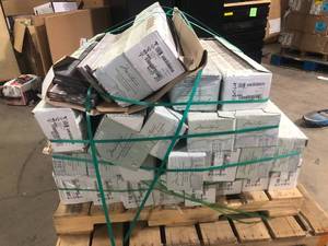 lot 11 image: Pallet with 24 Marazzi cases of  Montagna Dapple Gray 6 in. x 24 in. Porcelain Floor and Wall Tile (14.53 sq. ft.  case) various Conditions   Customer Returns See Pictures