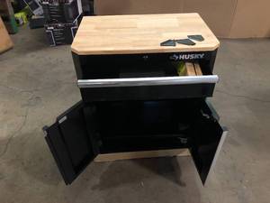 Husky Ready-to-Assemble 24-Gauge Steel 1-Drawer 2-Door Garage Base Cabinet in Black (28 in. W x 33 in. H x 18 in. D)   Customer Returns See Pictures