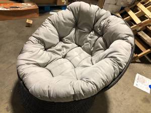Briggam Black Swivel Wicker Outdoor Papasan Chair wih Grey Cushion Customer Returns See Pictures