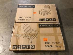 2 Lots of  Navy Plastic Outdoor Patio Folding Adirondack Chair  Customer Returns See Pictures