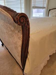 lot 3 image: French Tiole  Louis XV Provincial Twin Bed Set