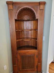 lot 4 image: Fantastic French Fruitwood Carved Corner Cabinet