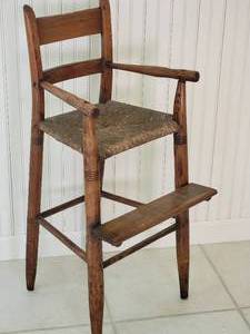 lot 50 image: Antique Rush Seat Childs High Chair