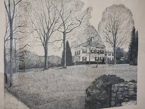 lot 116 image: SIGNED - Peaceful Fine Art Etching Print by Robert H. Crowe - Colonial Estate