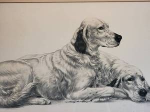 lot 61 image: SIGNED - Brilliant Fine Art Print by Leon Danchin - Les Epagneuls