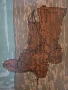 lot 64 image: SIGNED - Engaging Fine Art Print by Rourke - Work Boots