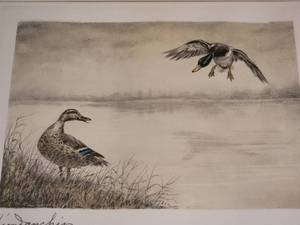 lot 63 image: SIGNED - Brilliant Fine Art Print by Leon Danchin - LEtang des Canards