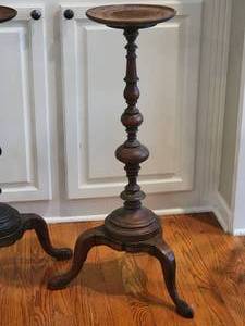 lot 99 image: Stunning Antique Carved Mahogany Plant Stand Pair