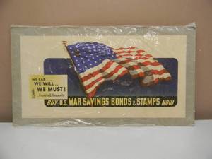 lot 21 image: VINTAGE 1942 U.S. GOVERNMENT PRINTING OFFICE BUY U.S. WAR SAVINGS BONDS & STAMPS NOW ADVERTISING POSTER - GREAT PIECE  - APPROX 20 By 11 - SEE PICTURES