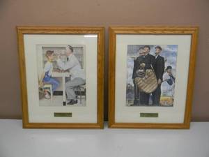 lot 34 image: 2 VINTAGE Norman Rockwell Prints Matching Frames - PROFESSIONALY FRAMED - GREAT PIECES  - APPROX 19 By 23 - SEE PICTURES