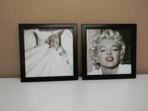 lot 36 image: 2 VINTAGE MARILYN MONROE Photo Prints Matching Frames - PROFESSIONALY FRAMED - GLASS CRACKED ON 1 PIECE - COOL PIECES  - APPROX 14 By 14 - SEE PICTURES