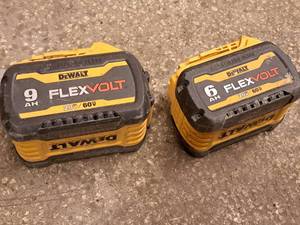 lot 147 image: Lot of (2) DeWalt Flex Volt 20V60V 9Ah Lithium Ion Cordless Tool Batteries
