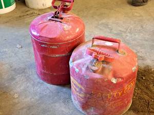 lot 82 image: Lot of (2) 5-Gallon Metal Gas Cans