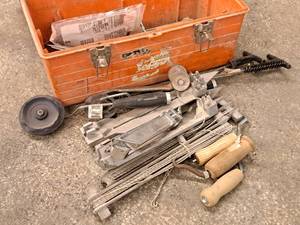 lot 326 image: Tool Box with Misc. Masonry Tools