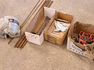 lot 367 image: Lot of  Misc. Rebar and Masonry Supplies - Chairs, Stakes, Ties, Straps, Caps