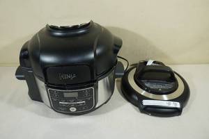 lot 18 image: Ninja Foodi 9-in-1 Pressure Cooker and Air Fryer with Nesting Broil Rack, 5 Quart, Stainless Steel