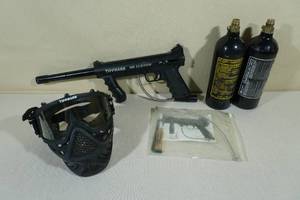 lot 105 image: Tippmann 98 Custom Paintball Gun with Mask