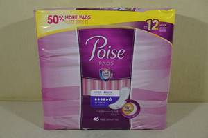 lot 129 image: 45 Pack of Poise Long Length Pads