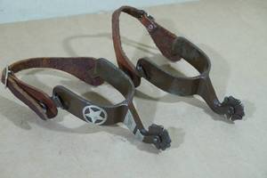 lot 188 image: Antique Brass and Silver Western Spurs