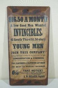 lot 195 image: Vintage Style Civil War Recruiting Wooden Sign