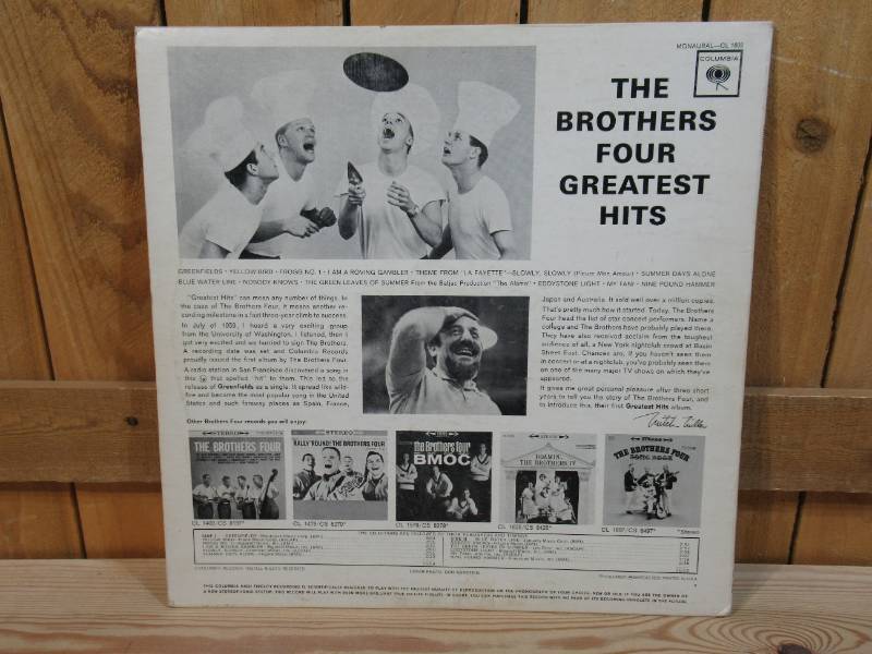 lot 100 image: The Brothers Four Greatest Hits - 1962 - Vinyl Record