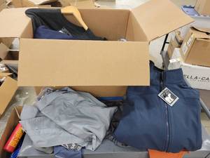 lot 66 image: Box of New Promotional Shirts, Sweatshirts and Jacket - From Size Large to 2X
