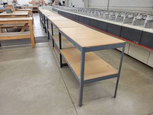 lot 9 image: (8) Wood  Steel Shelving Sections - Each is Approx. 24 x 48 x 36 Tall