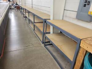 lot 10 image: (7) Wood  Steel Shelving Sections - Each is Approx. 24 x 48 x 36 Tall