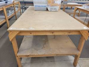 lot 23 image: Wood Work Table - Contents NOT Included