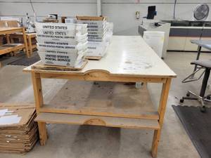 lot 26 image: Wood Work Table - Contents NOT Included