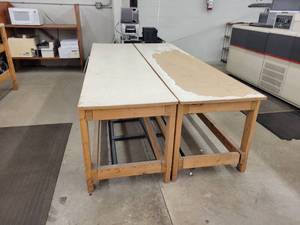 lot 27 image: (2) Wood Work Benches - Contents NOT Included