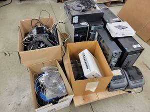 lot 86 image: (2) Pallets of Assorted Electronics - Computers, Label Printers, Cables, LCD Monitors, Printers, and More
