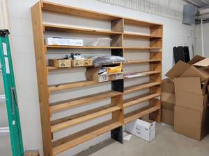lot 93 image: Solid Wood Shelving Unit - Approx. 98 Wide x 84 Tall x 11.5 Deep - Contents NOT Included