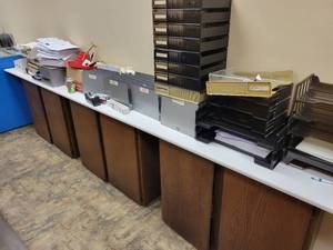 lot 109 image: (3) Cabinets (36 Wide x 30 Tall x 14 Deep Each), Shelf Top (Approx. 12 x 15) - Contents NOT Included