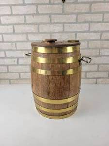 lot 456 image: Vintage KUBE-KEG Ice Bucket - Greif Bros. St. Paul, MN - Real Wood and Steel Straps