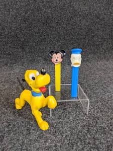 lot 500 image: Vintage MARX Disney Pluto Toy and (2) Vintage Disney PEZ Dispensers - Mickey Mouse and Donald Duck
