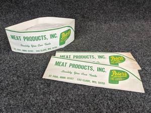 lot 487 image: (3) Vintage Peters Meat Products Paper Hats - St. Paul, MN