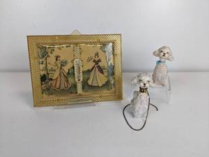lot 550 image: Vintage Blakeley Co-Operative Creamery Wall Thermometer and Pair of Ceramic Poodles