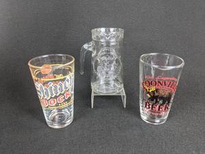 lot 589 image: Lot of (3) Beer Glasses - Spoetzl Brewery, Anderson Valley Brewing, and Vintage Statue of Liberty Centennial Glass Mug
