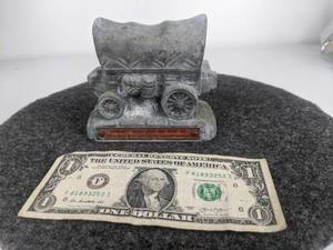 lot 557 image: Vintage Bronze Guaranty State Bank and Trust Co. Covered Wagon Bank