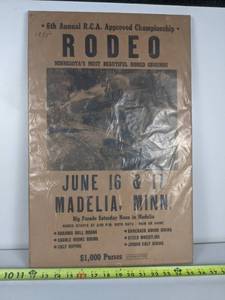 lot 566 image: Vintage ELM CREEK RANCH Poster 6th Annual RCA Approved Championship Rodeo - Madelia, Minnesota