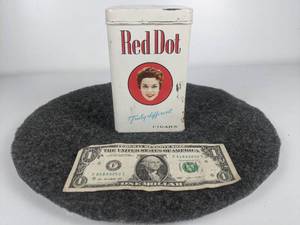lot 597 image: Vintage Red Dot Cigar Tin