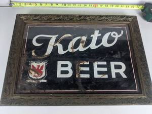 lot 568 image: January 1941 Kato Beer Framed Porcelain Sign